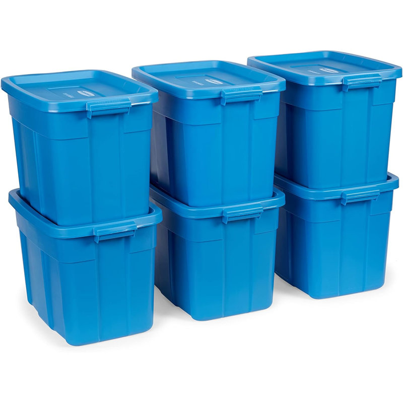 Rubbermaid Roughneck 18 Gal Storage Bins with Lids, 6-Pack